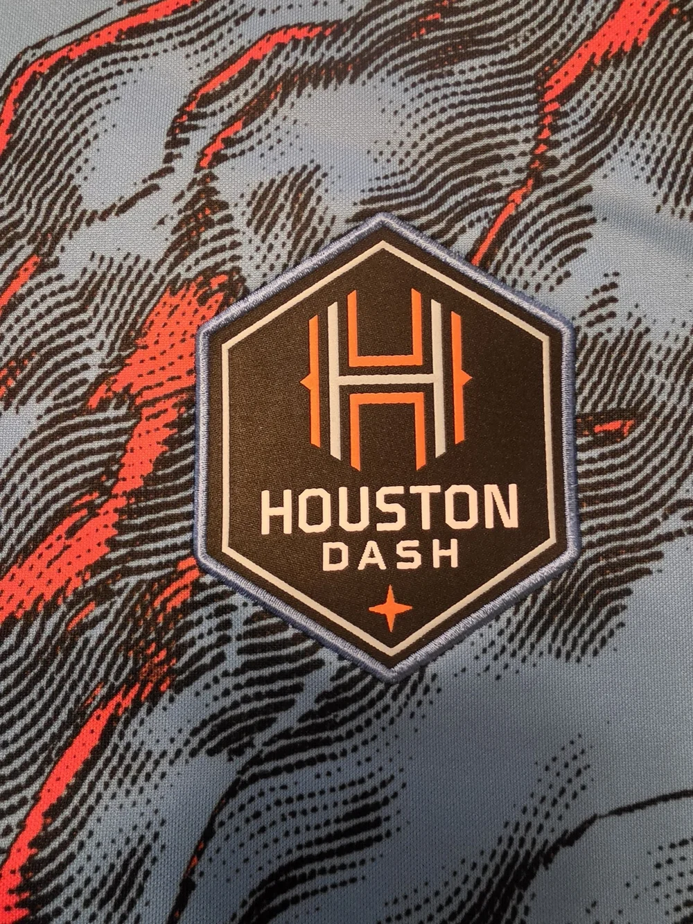 Nike Houston Dash Men's Light Blue, Black & Orange Soccer Jersey
